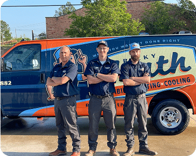 Three professional Ricky Heath Plumbing, Heating, Cooling technicians