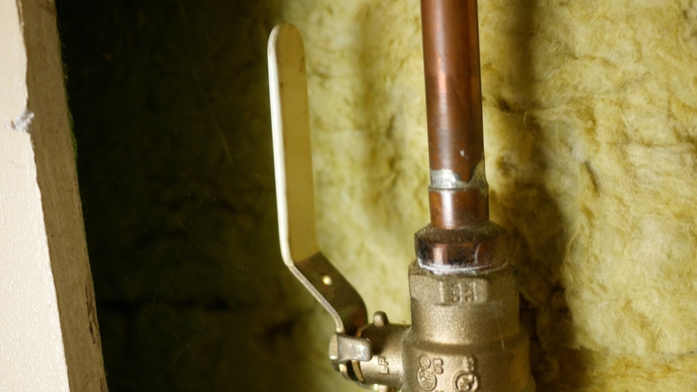 A main water shutoff valve on residential home supply line